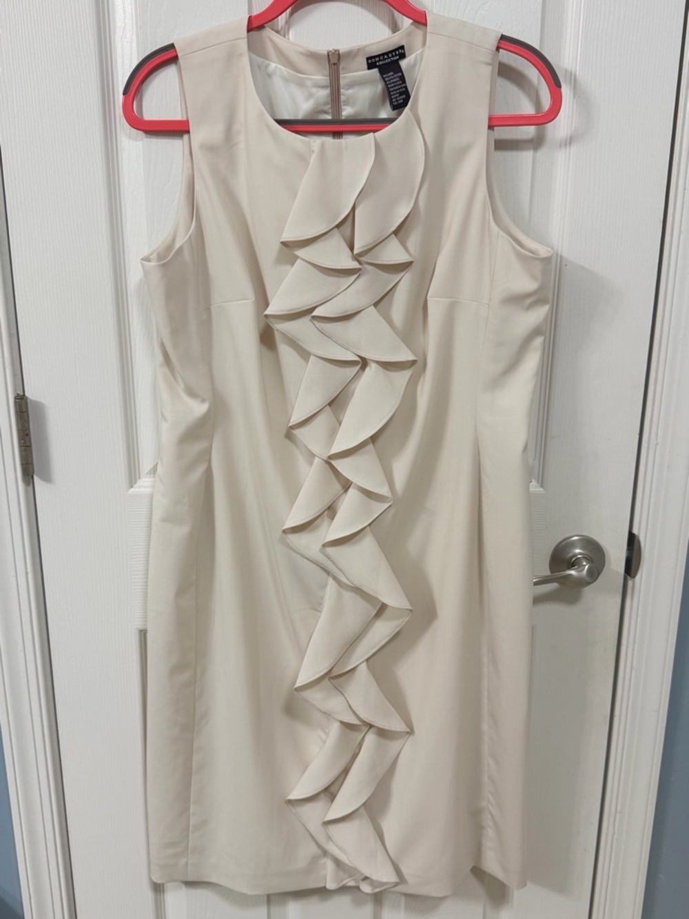 Doncaster Cream Sleeveless Ruffle-Front Dress